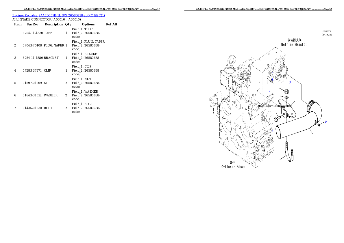 Protected: SAA6D107E-1L S/N 26580638-up Partsbook
