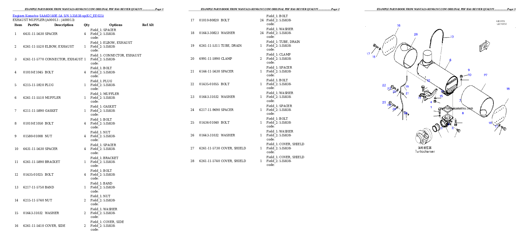 Protected: SAA6D140E-5A S/N 535838-up Partsbook