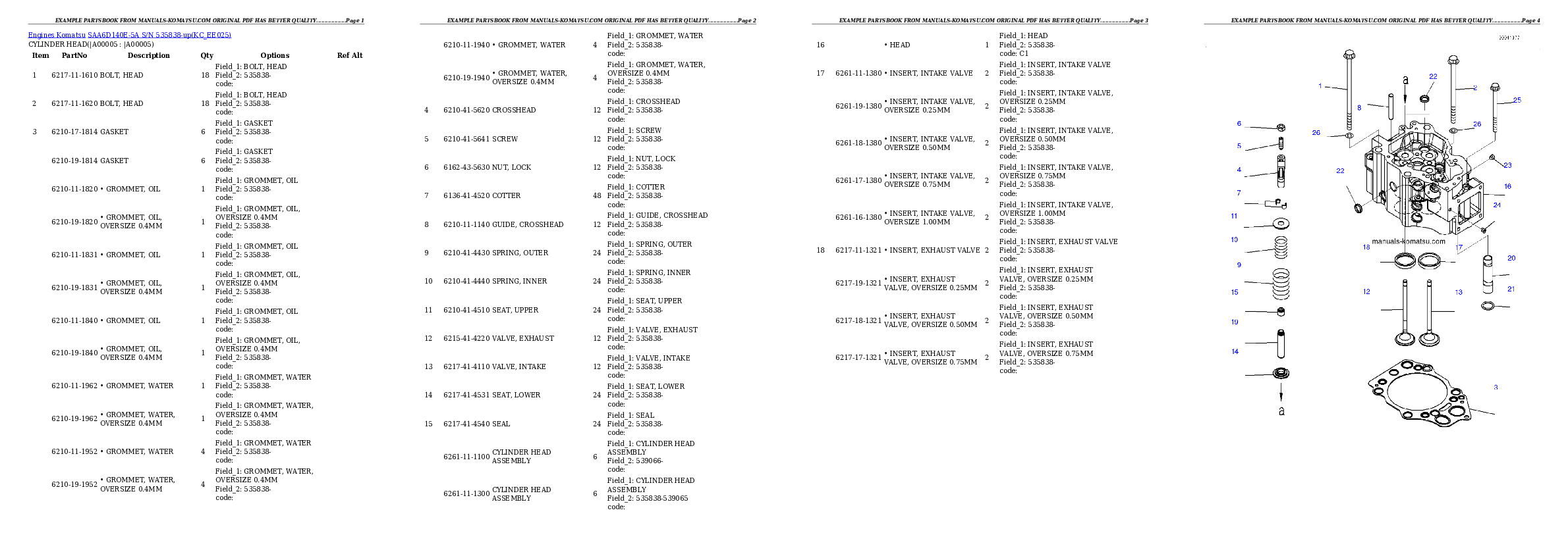 SAA6D140E-5A S/N 535838-up Partsbook