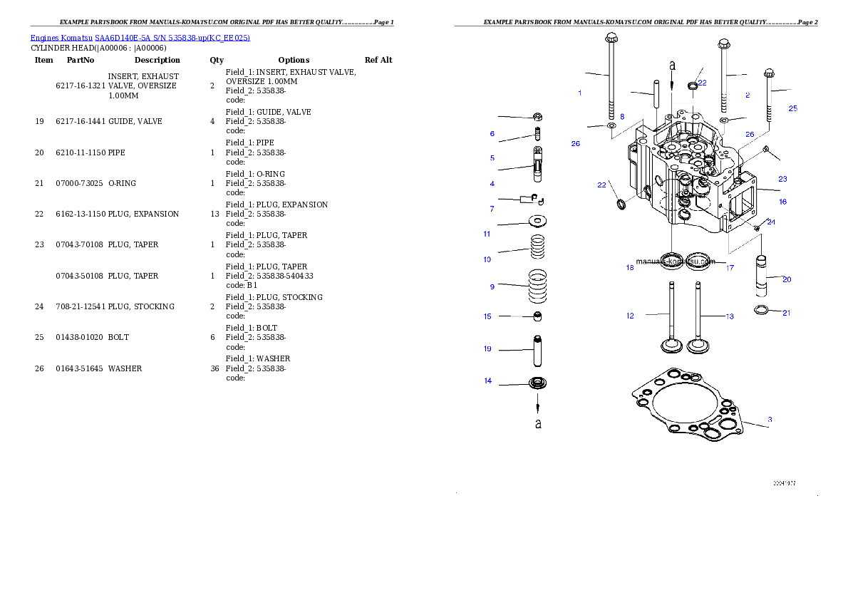 Protected: SAA6D140E-5A S/N 535838-up Partsbook