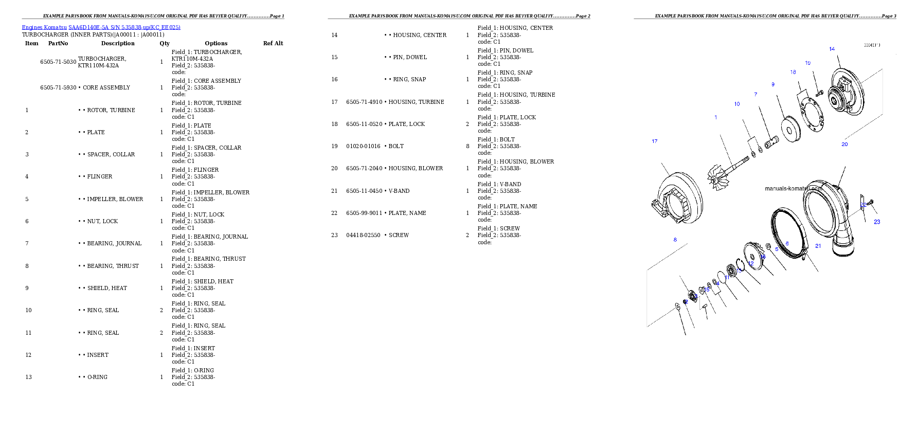 Protected: SAA6D140E-5A S/N 535838-up Partsbook