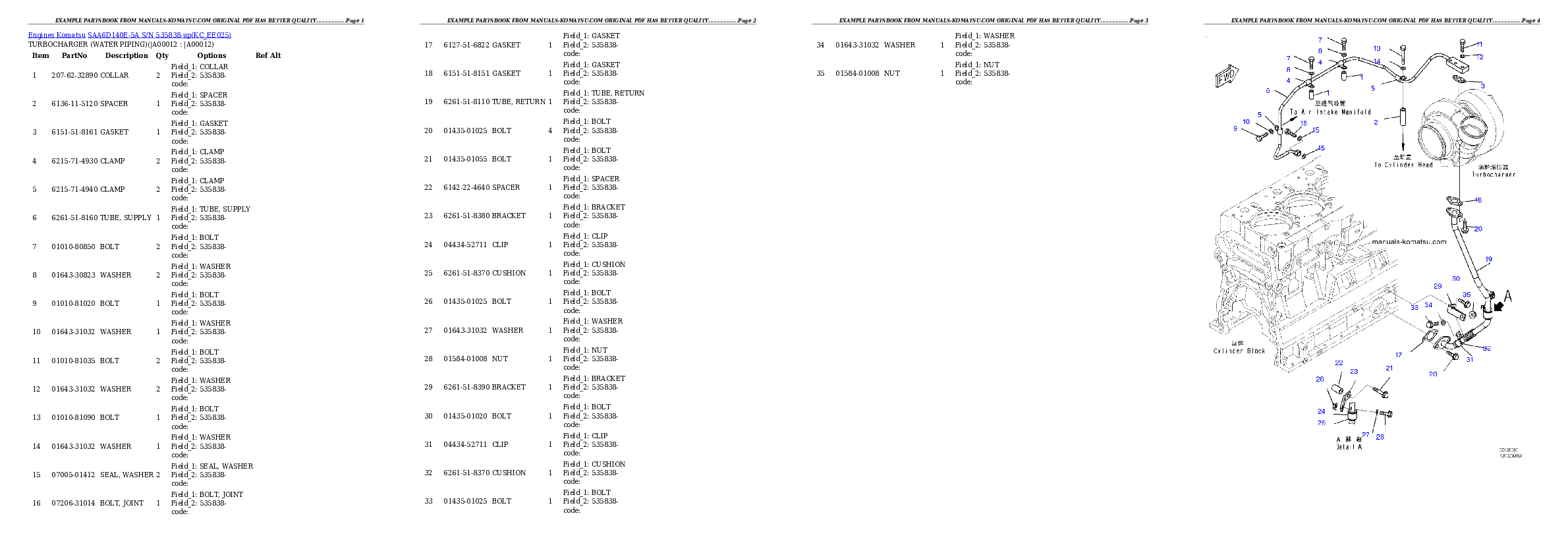 Protected: SAA6D140E-5A S/N 535838-up Partsbook