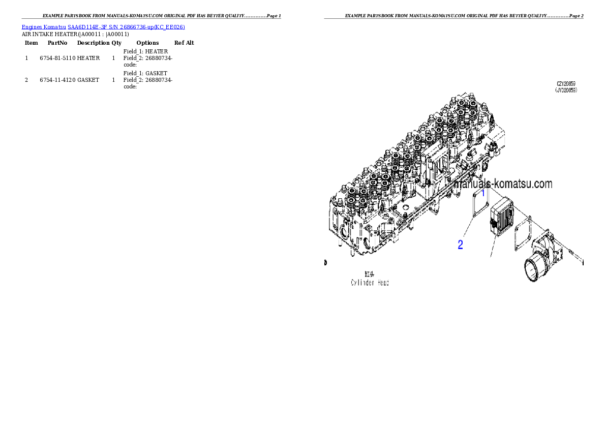 Protected: SAA6D114E-3F S/N 26866736-up Partsbook