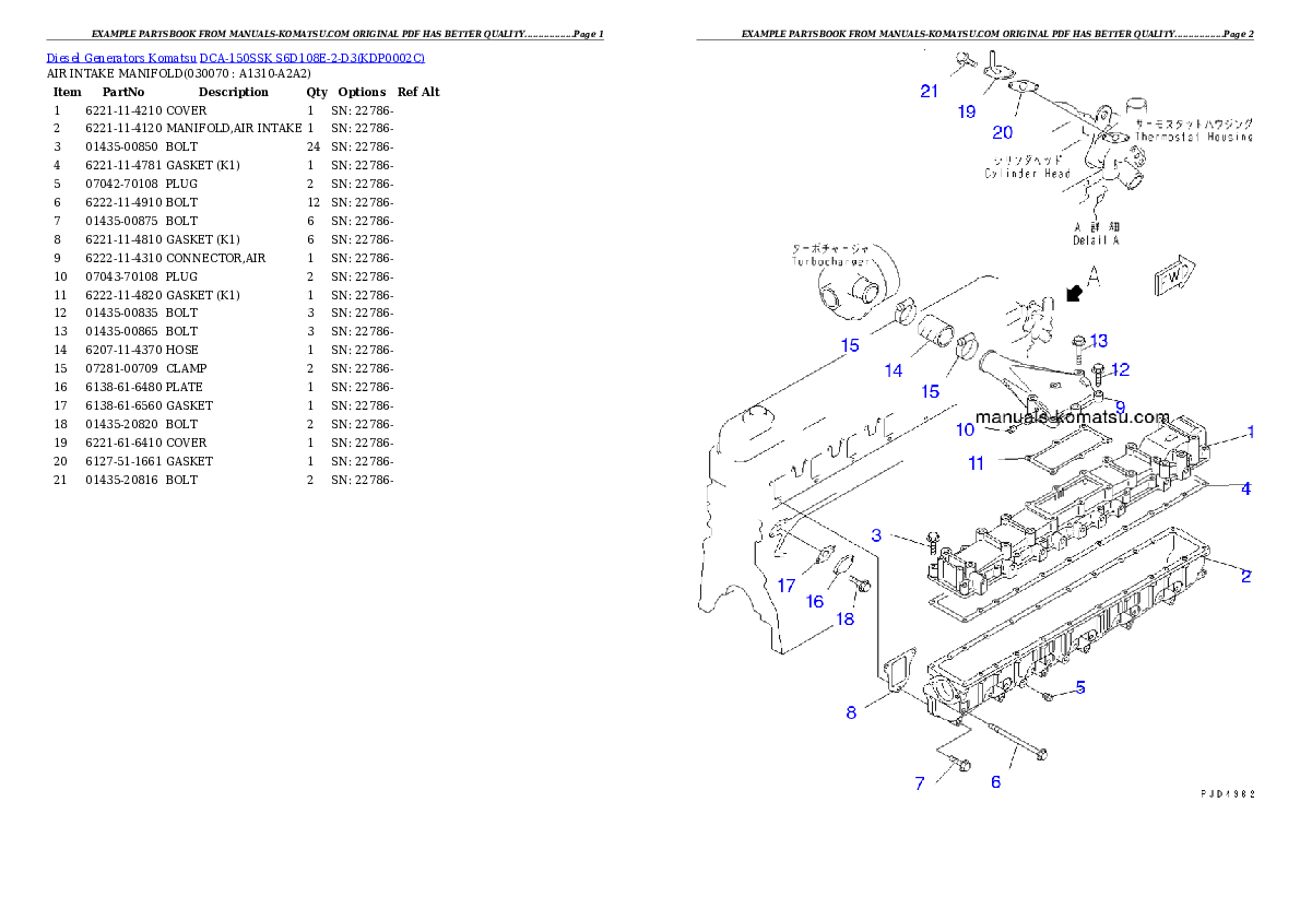 Protected: DCA-150SSK  S6D108E-2-D3 Partsbook
