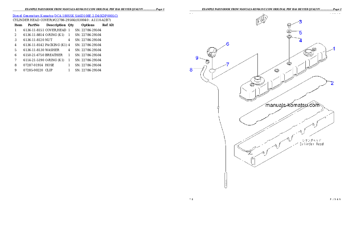 Protected: DCA-180SSK  SA6D108E-2-D4 Partsbook