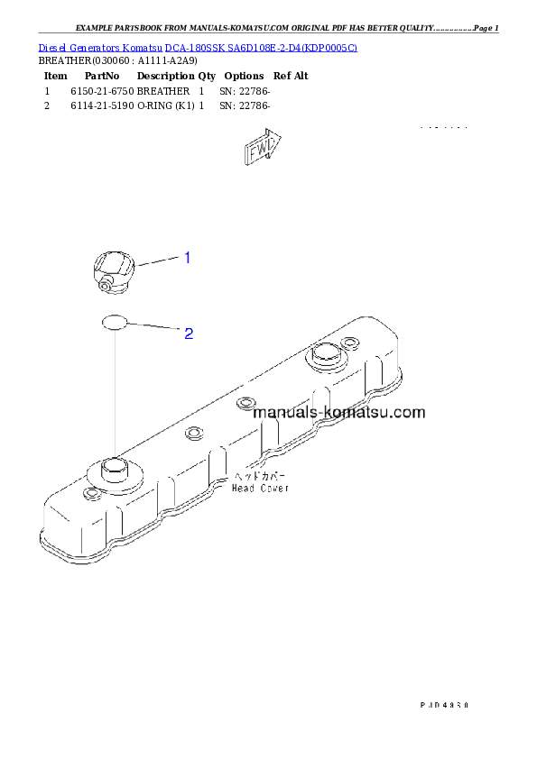 Protected: DCA-180SSK  SA6D108E-2-D4 Partsbook