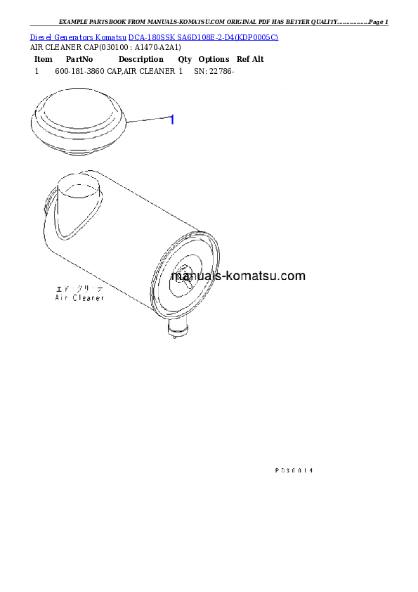 Protected: DCA-180SSK  SA6D108E-2-D4 Partsbook