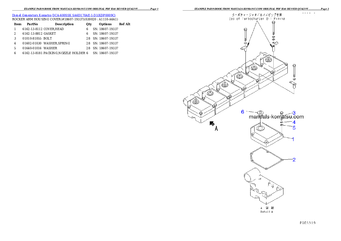 DCA-600SSK  SA6D170AE-1-D1 Partsbook