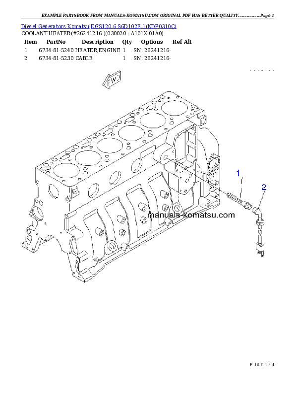 EGS120-6   S6D102E-1 Partsbook