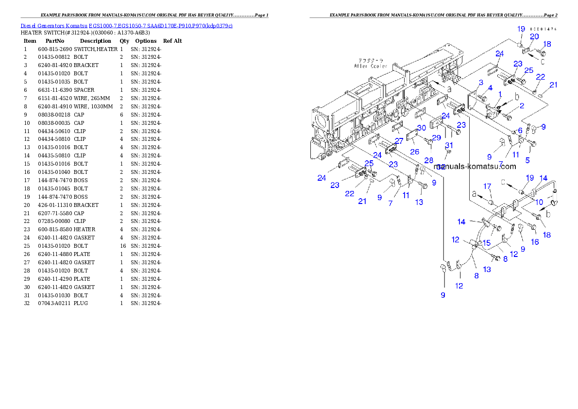 Protected: EGS1000-7,EGS1050-7 SAA6D170E-P910,P970 Partsbook