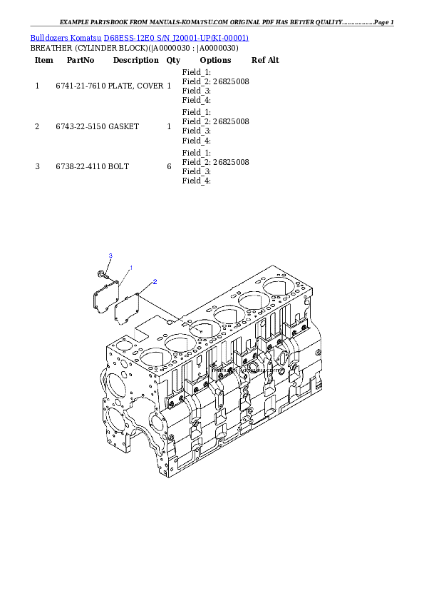 D68ESS-12E0 S/N J20001-UP Partsbook