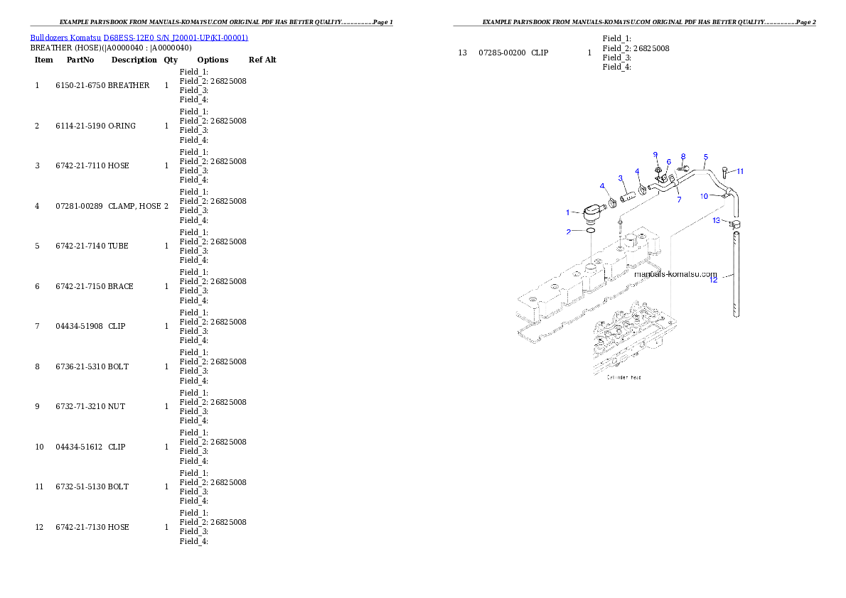 Protected: D68ESS-12E0 S/N J20001-UP Partsbook