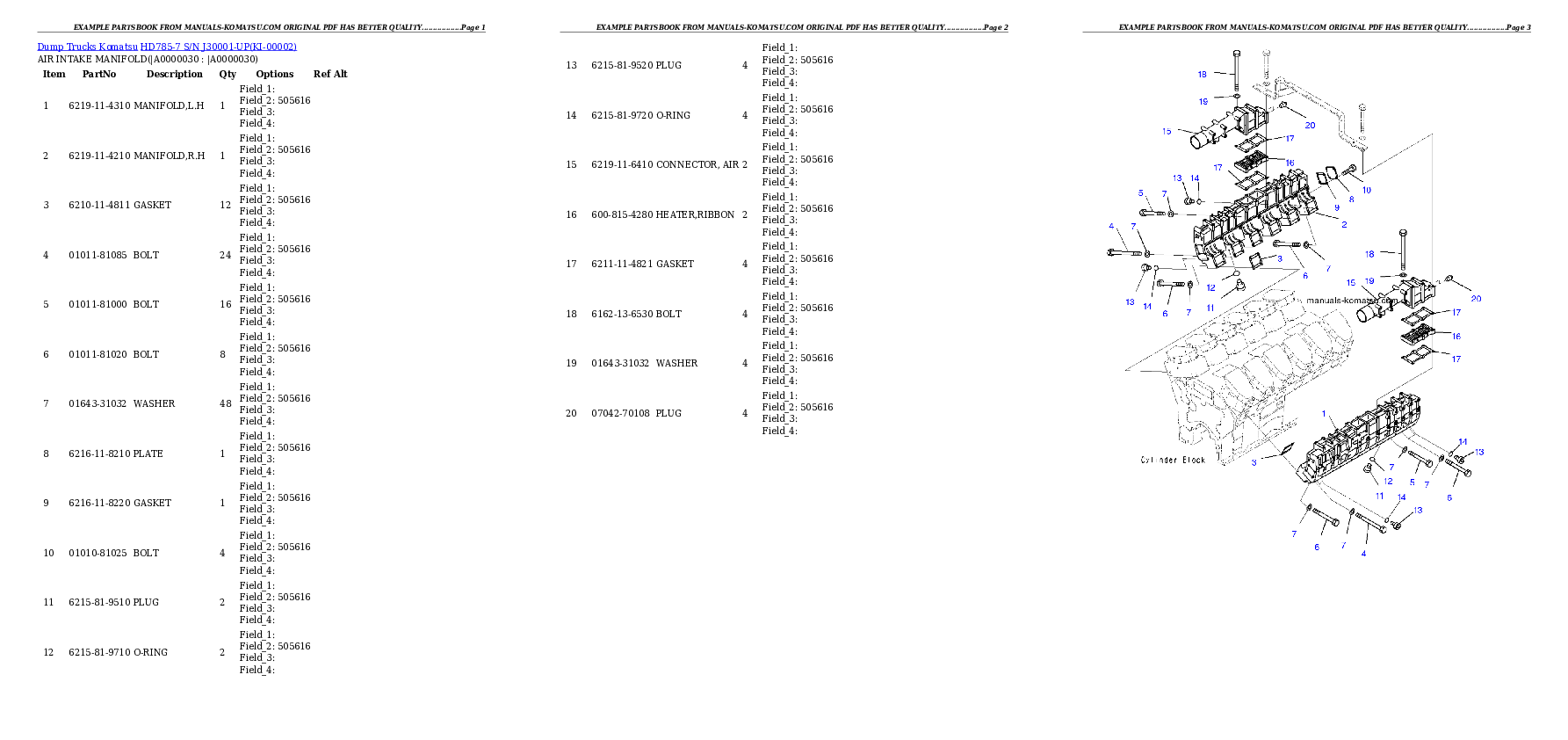 Protected: HD785-7 S/N J30001-UP Partsbook