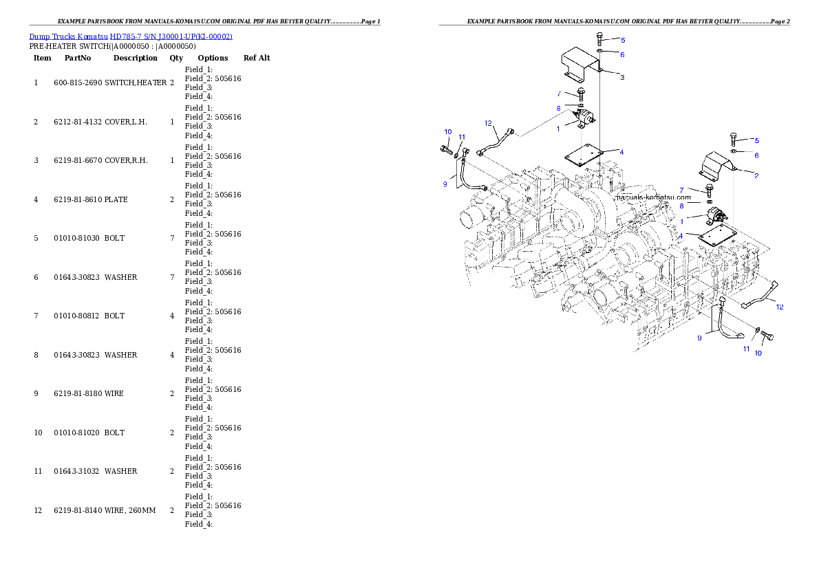 Protected: HD785-7 S/N J30001-UP Partsbook