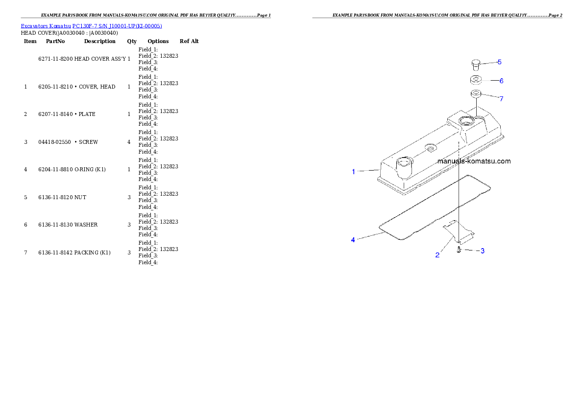 Protected: PC130F-7 S/N J10001-UP Partsbook