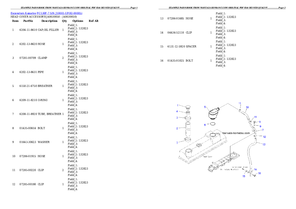 Protected: PC130F-7 S/N J10001-UP Partsbook