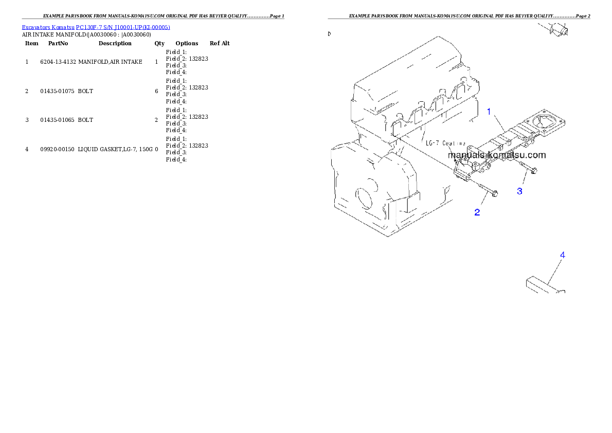 Protected: PC130F-7 S/N J10001-UP Partsbook