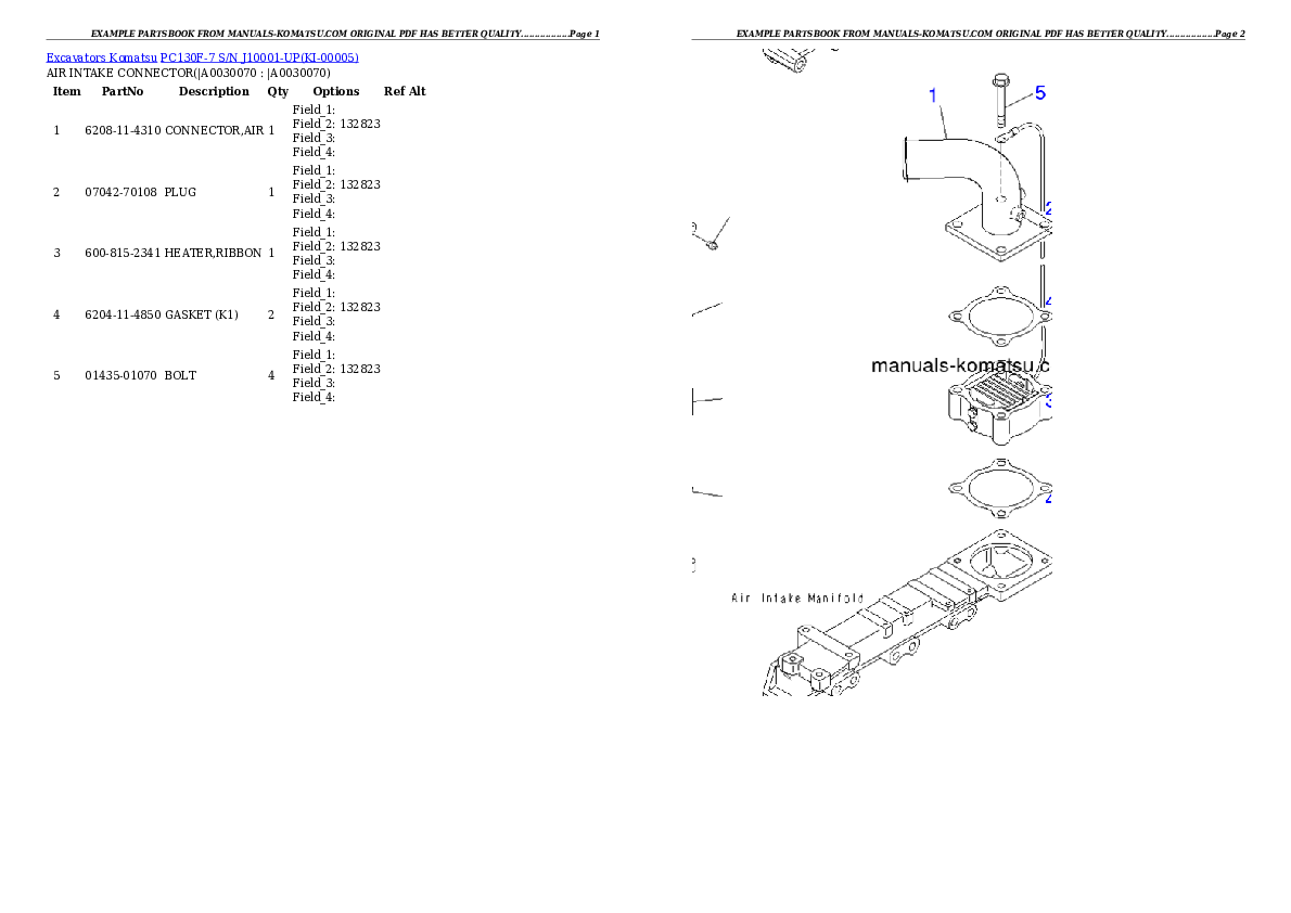 Protected: PC130F-7 S/N J10001-UP Partsbook