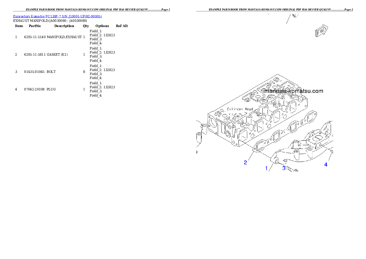 Protected: PC130F-7 S/N J10001-UP Partsbook