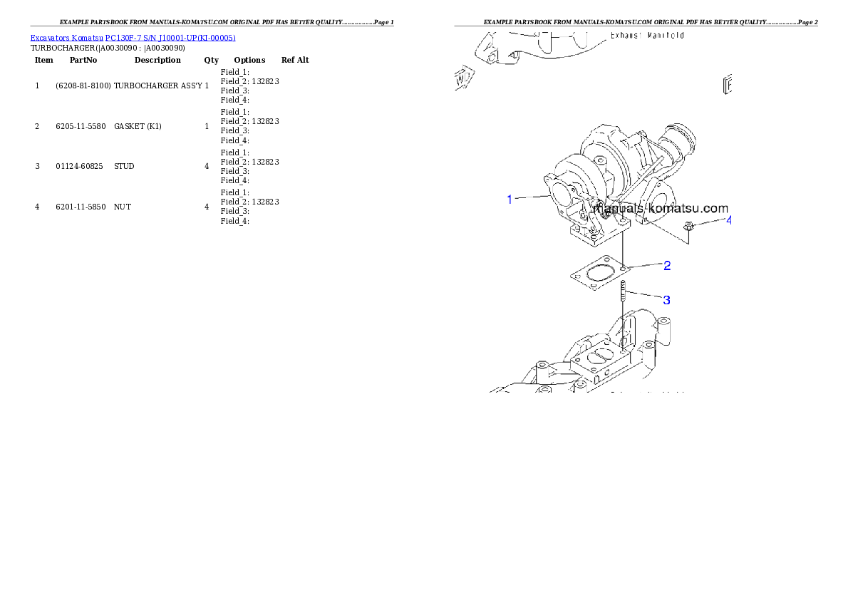 Protected: PC130F-7 S/N J10001-UP Partsbook