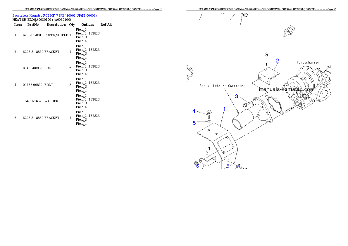 Protected: PC130F-7 S/N J10001-UP Partsbook