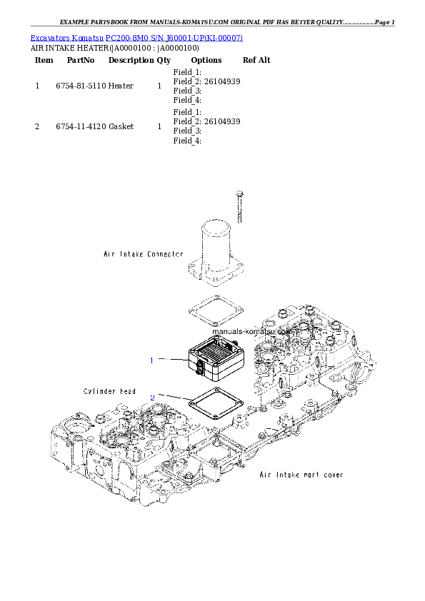 Protected: PC200-8M0 S/N J60001-UP Partsbook
