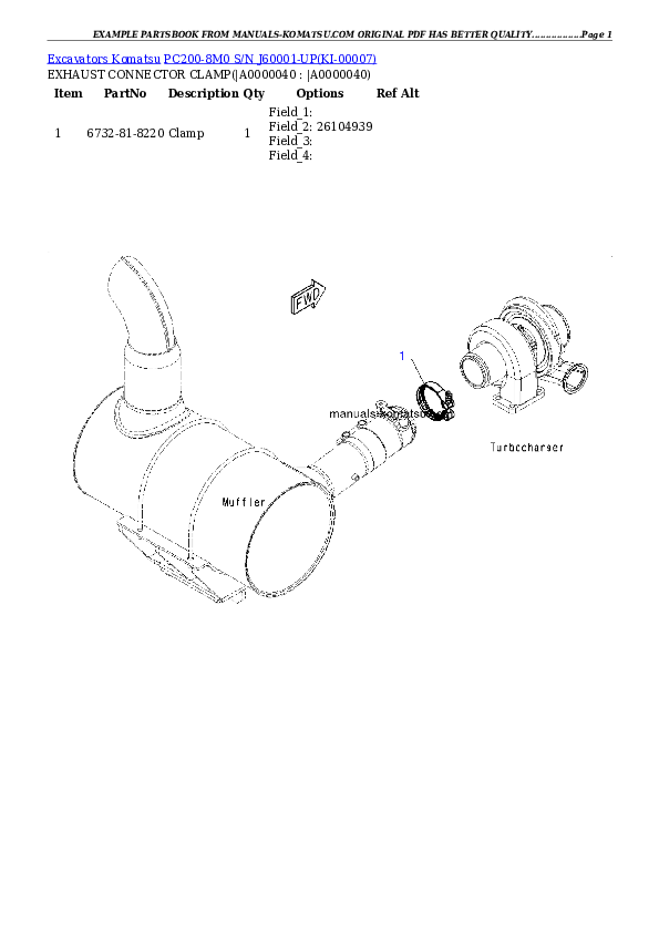 Protected: PC200-8M0 S/N J60001-UP Partsbook