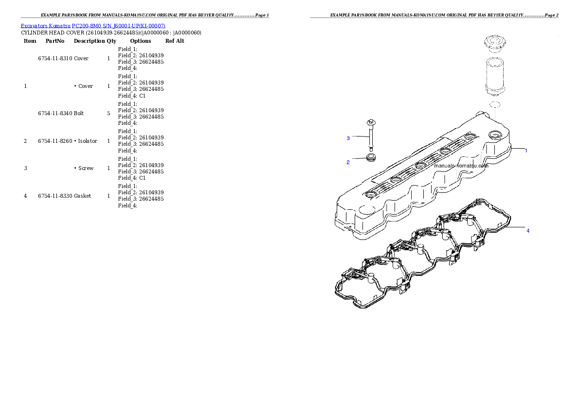 Protected: PC200-8M0 S/N J60001-UP Partsbook