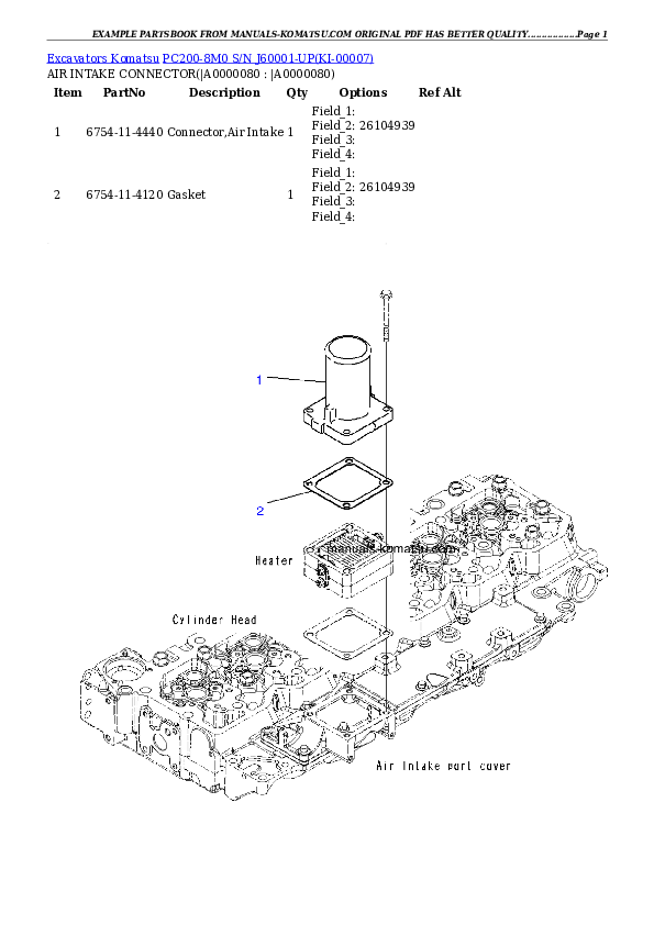 Protected: PC200-8M0 S/N J60001-UP Partsbook