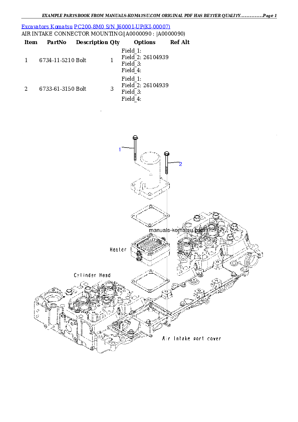 Protected: PC200-8M0 S/N J60001-UP Partsbook