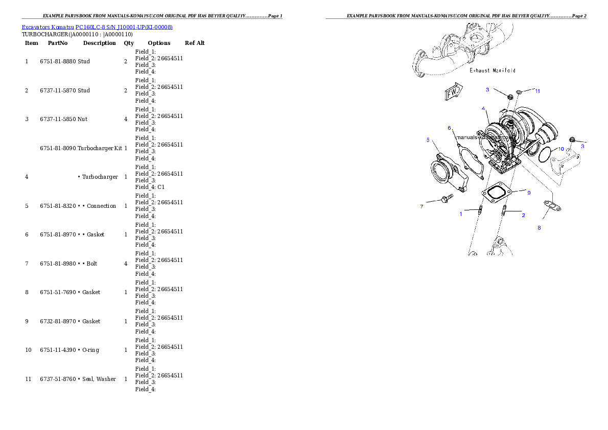 Protected: PC160LC-8 S/N J10001-UP Partsbook