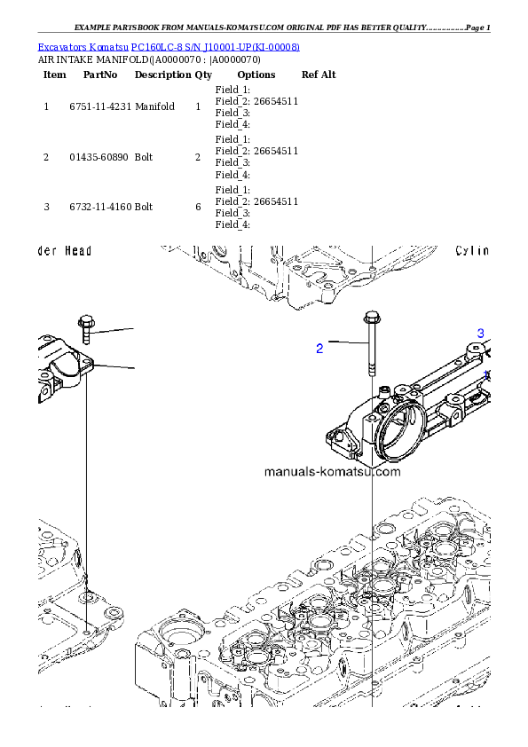 Protected: PC160LC-8 S/N J10001-UP Partsbook