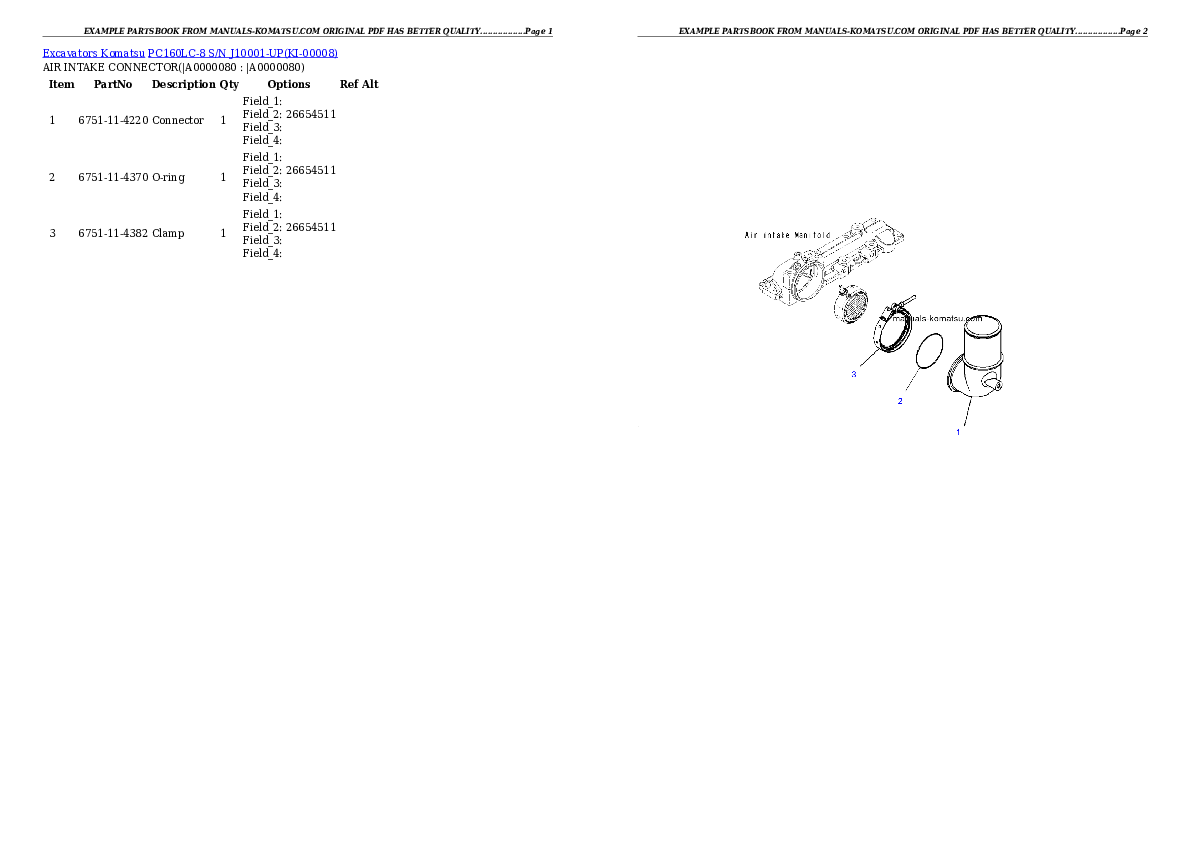 Protected: PC160LC-8 S/N J10001-UP Partsbook