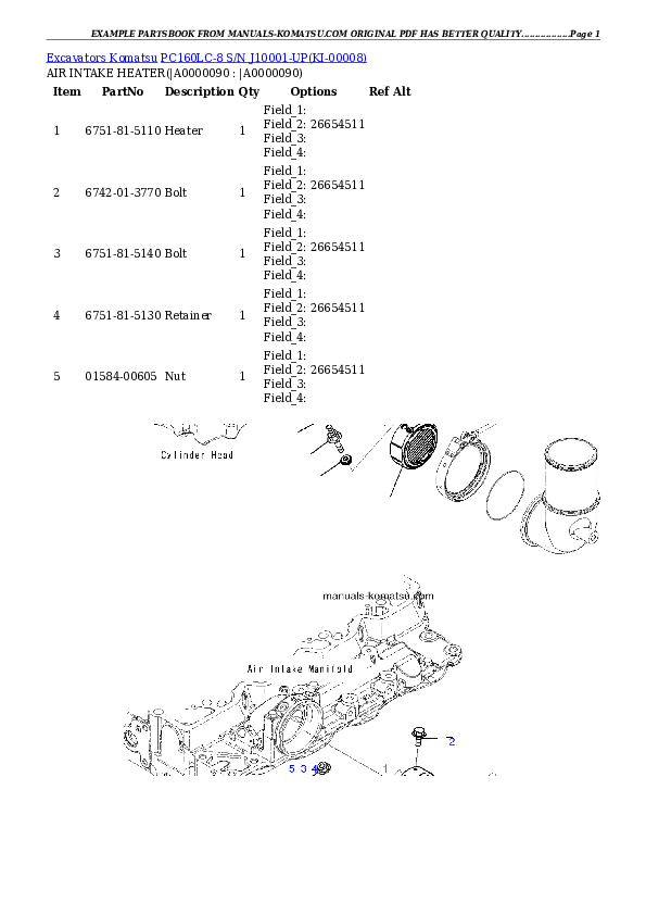 Protected: PC160LC-8 S/N J10001-UP Partsbook