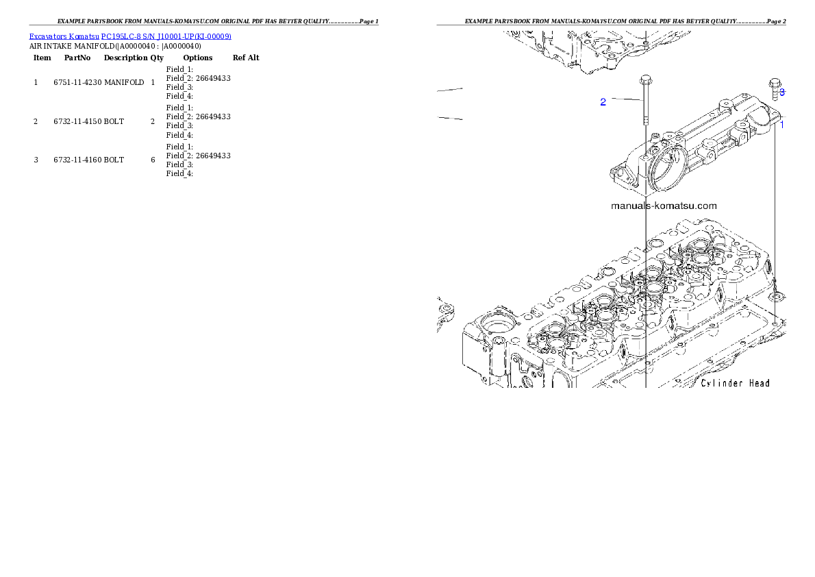 Protected: PC195LC-8 S/N J10001-UP Partsbook