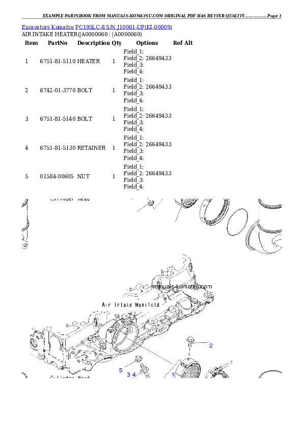 Protected: PC195LC-8 S/N J10001-UP Partsbook