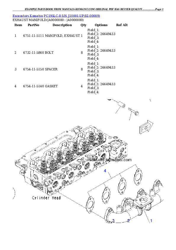 Protected: PC195LC-8 S/N J10001-UP Partsbook