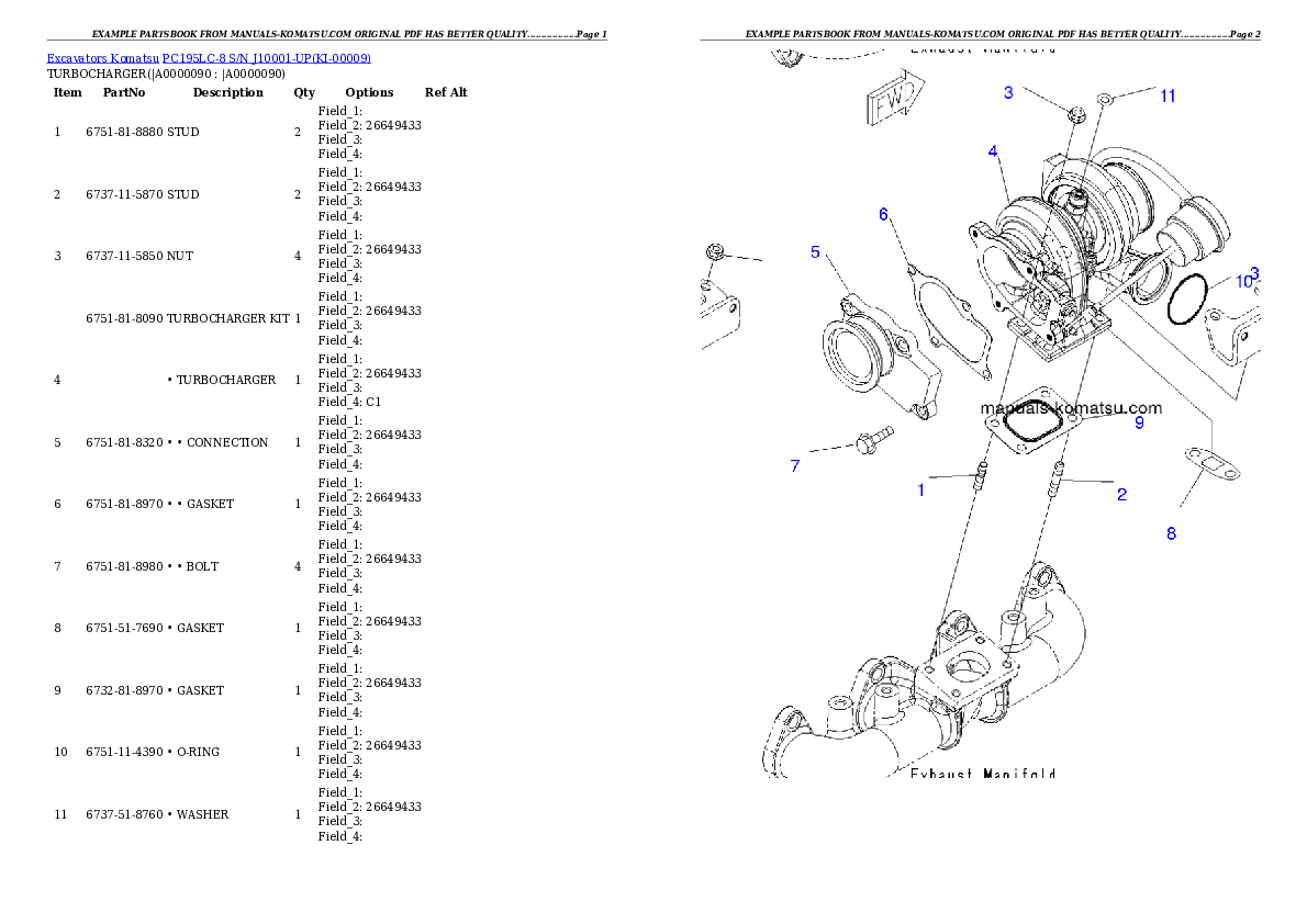 Protected: PC195LC-8 S/N J10001-UP Partsbook