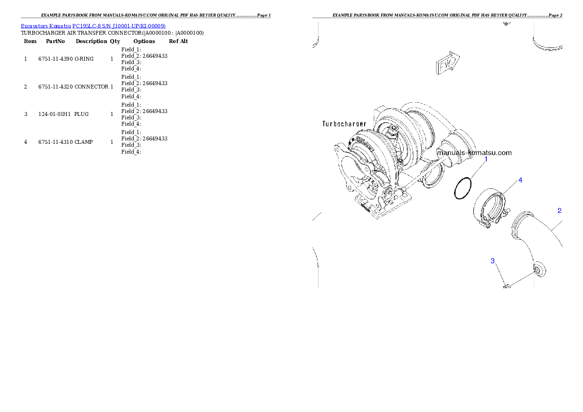 Protected: PC195LC-8 S/N J10001-UP Partsbook