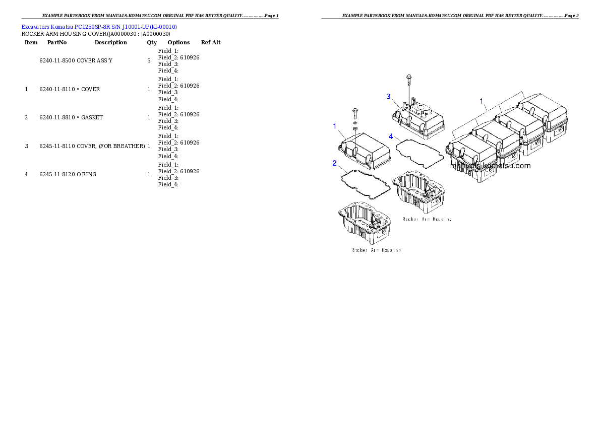 Protected: PC1250SP-8R S/N J10001-UP Partsbook