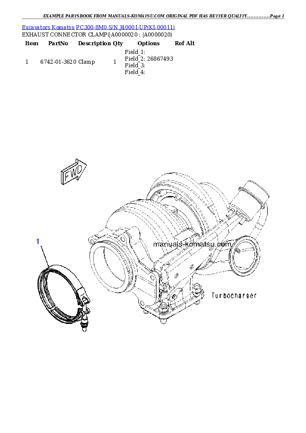 PC300-8M0 S/N J40001-UP Partsbook
