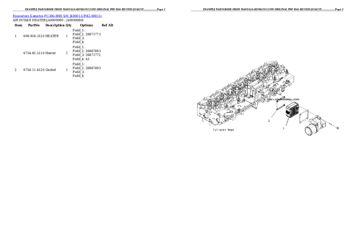 Protected: PC300-8M0 S/N J40001-UP Partsbook