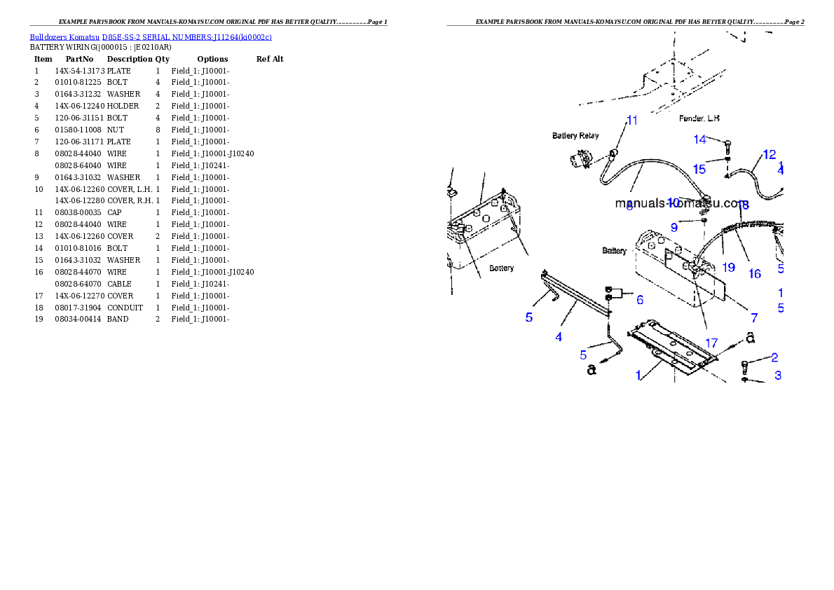 Protected: D85E-SS-2 SERIAL NUMBERS:J11264 Partsbook