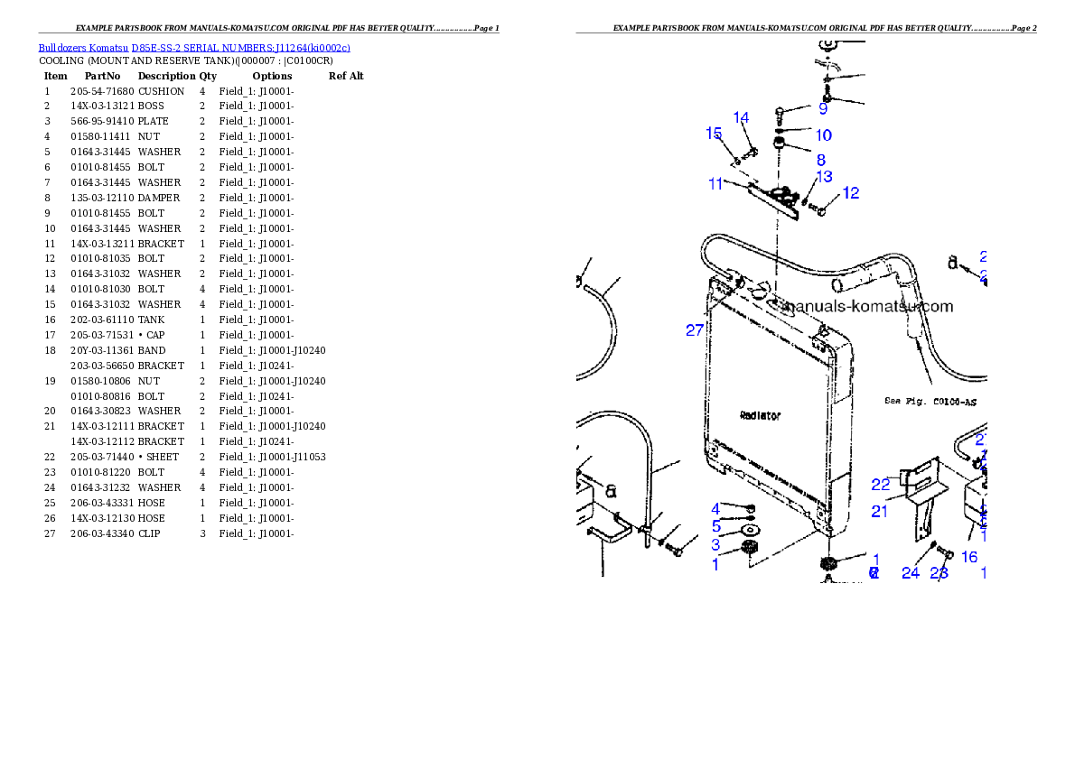 Protected: D85E-SS-2 SERIAL NUMBERS:J11264 Partsbook