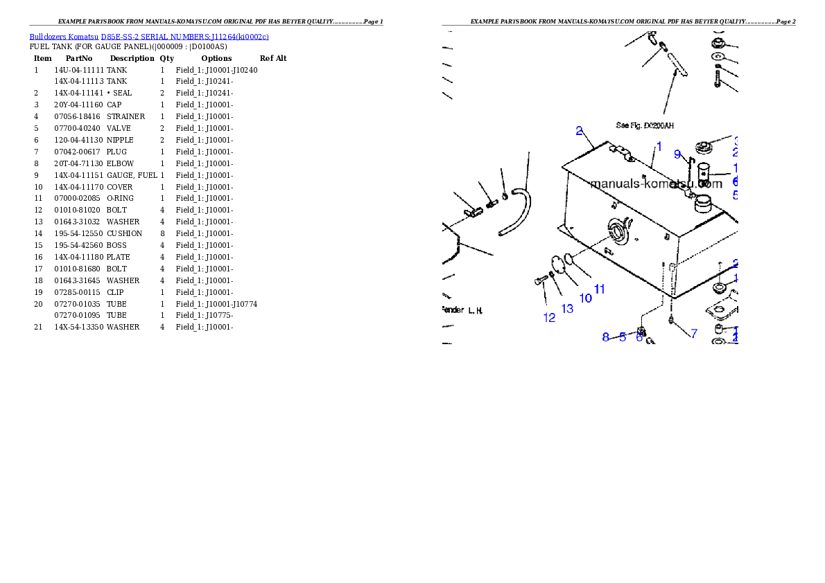 Protected: D85E-SS-2 SERIAL NUMBERS:J11264 Partsbook