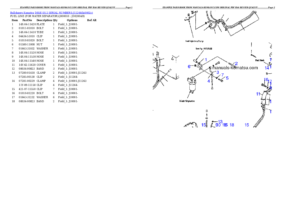 Protected: D85E-SS-2 SERIAL NUMBERS:J11264 Partsbook