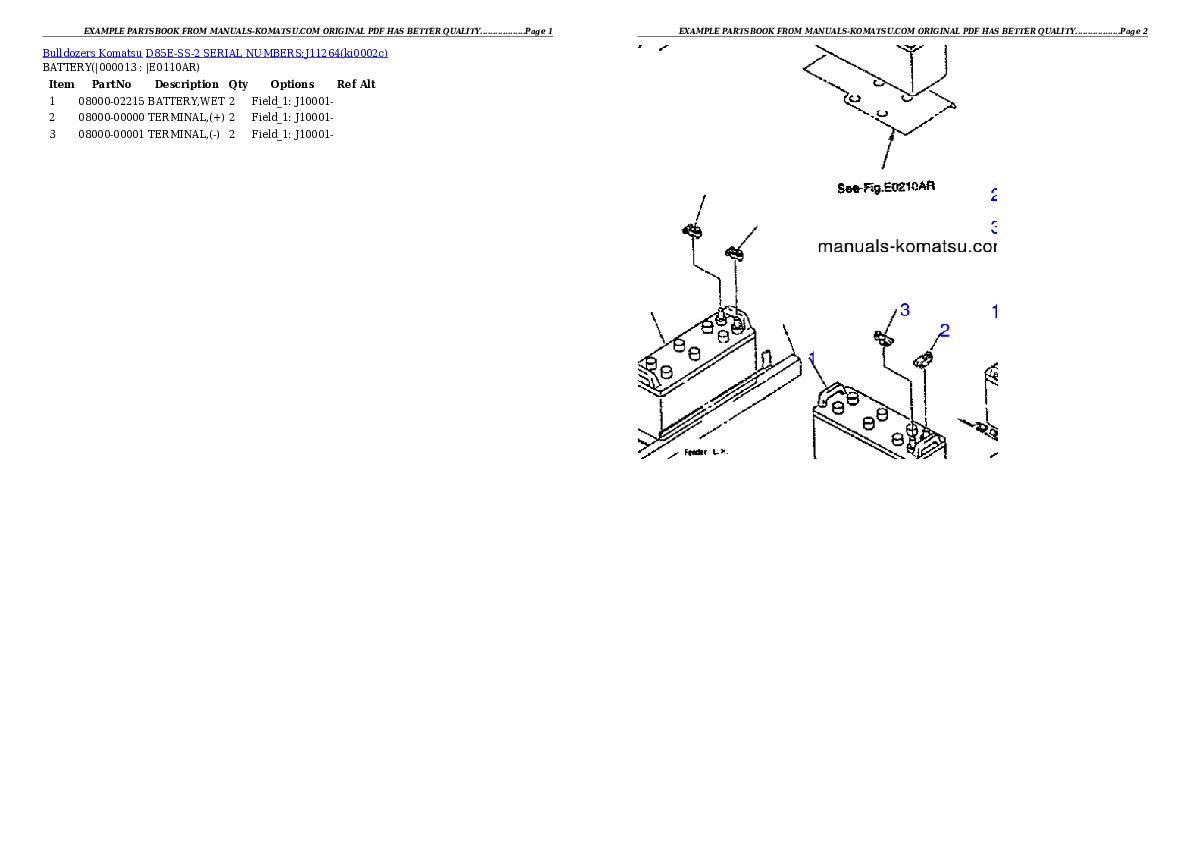 Protected: D85E-SS-2 SERIAL NUMBERS:J11264 Partsbook