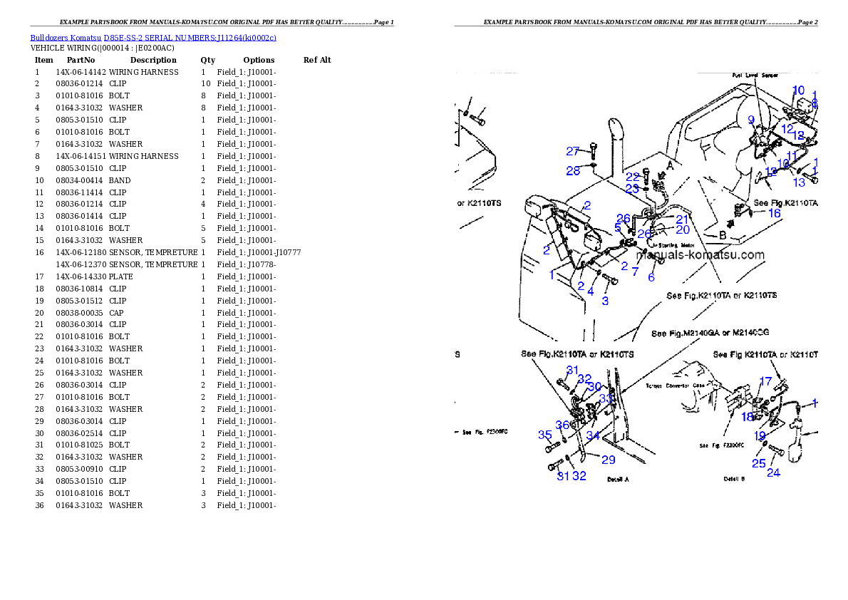 Protected: D85E-SS-2 SERIAL NUMBERS:J11264 Partsbook