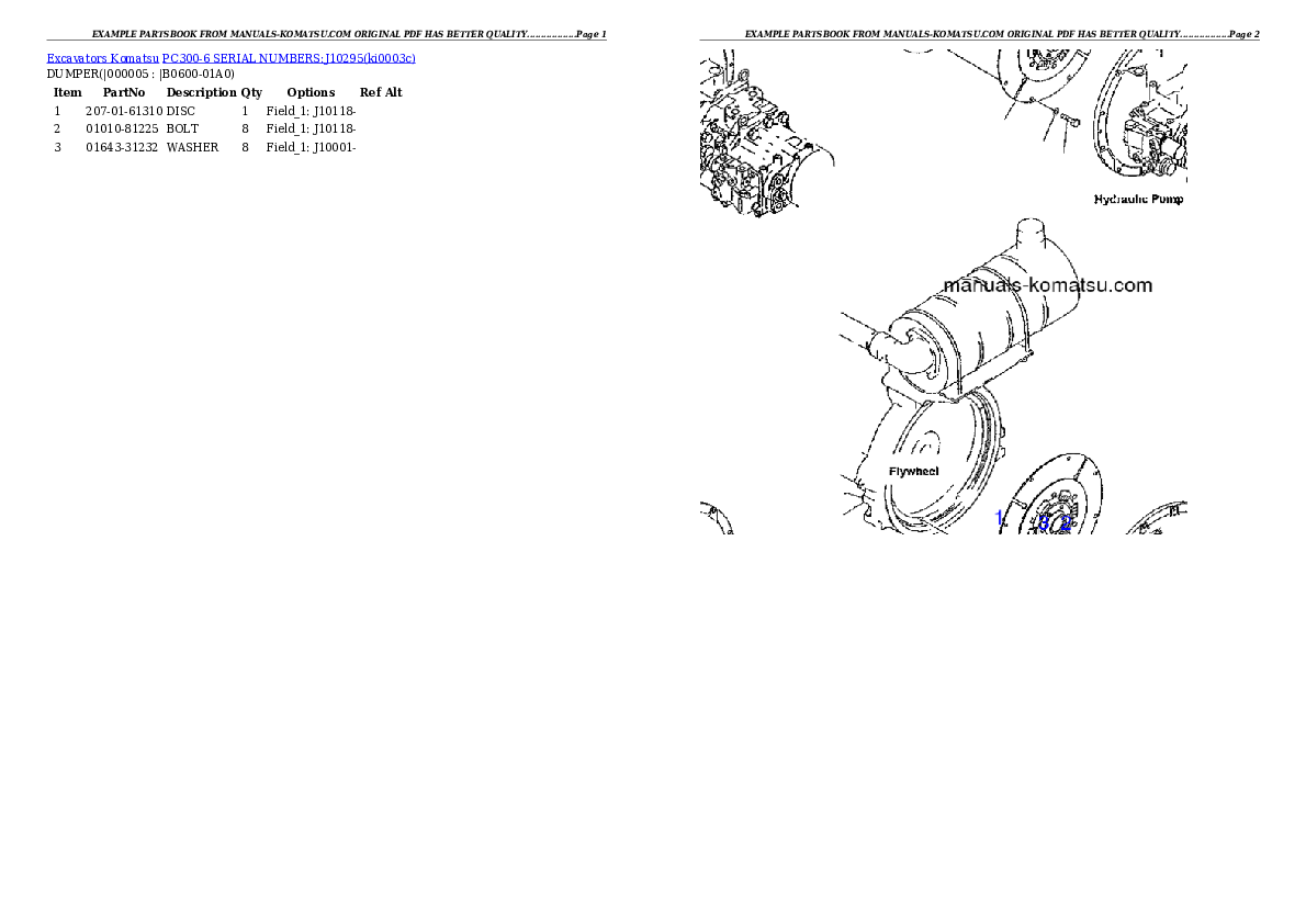 Protected: PC300-6 SERIAL NUMBERS:J10295 Partsbook