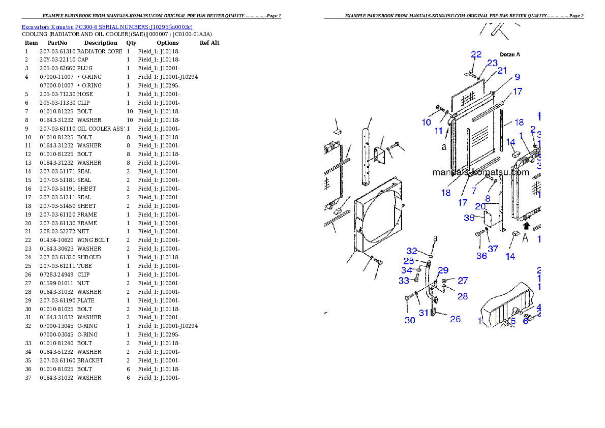 Protected: PC300-6 SERIAL NUMBERS:J10295 Partsbook